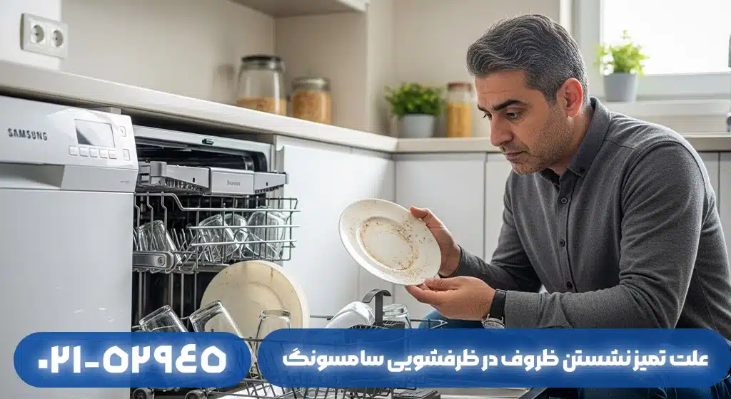 علت تمیز نشستن ظروف در ظرفشویی سامسونگ و راه‌حل در فومن
